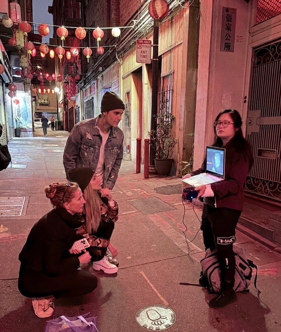 Justin and Alexi ghost touring in Chinatown